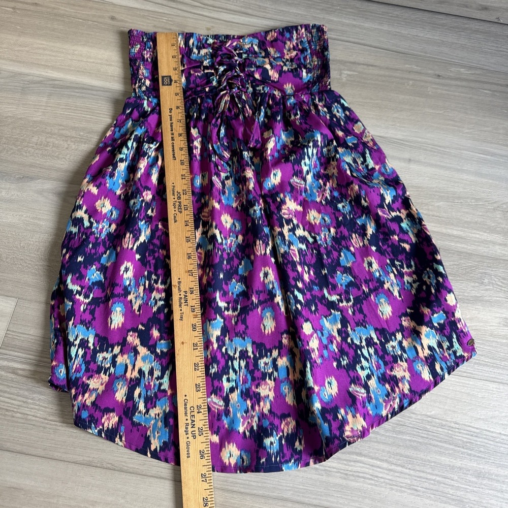O'Neill Oneill Purple Blue Floral Print Strapless Midi Dress Sz Small - Picture 9 of 11